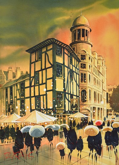 Oyster Bar, Manchester by Peter J Rodgers - Original Painting on Paper
